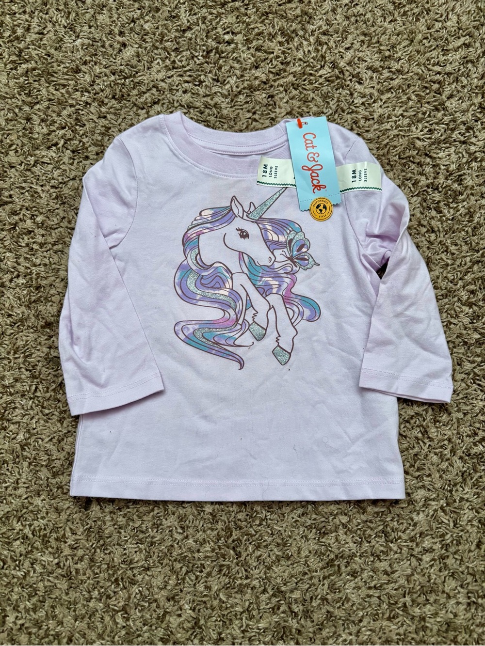 Cat & Jack Lavender Long-Sleeve Unicorn Tee